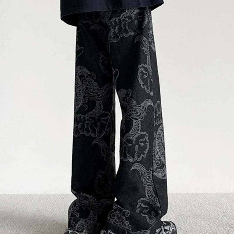Retro-Jeans im chinesischen Retro-Stil mit Drachenmuster