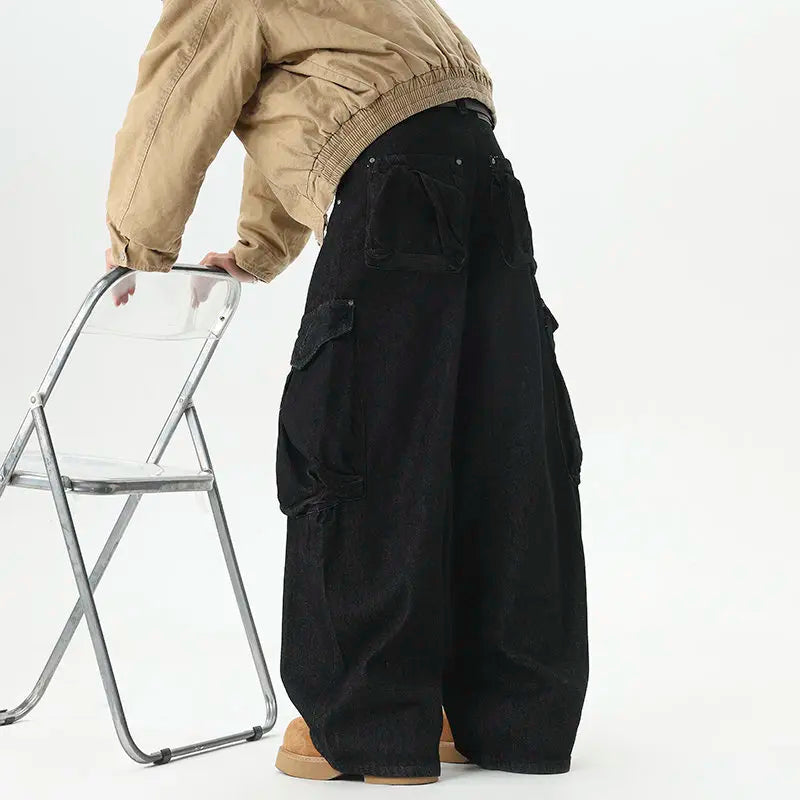 Streetwear High-Street Wide Leg Cargo Jeans