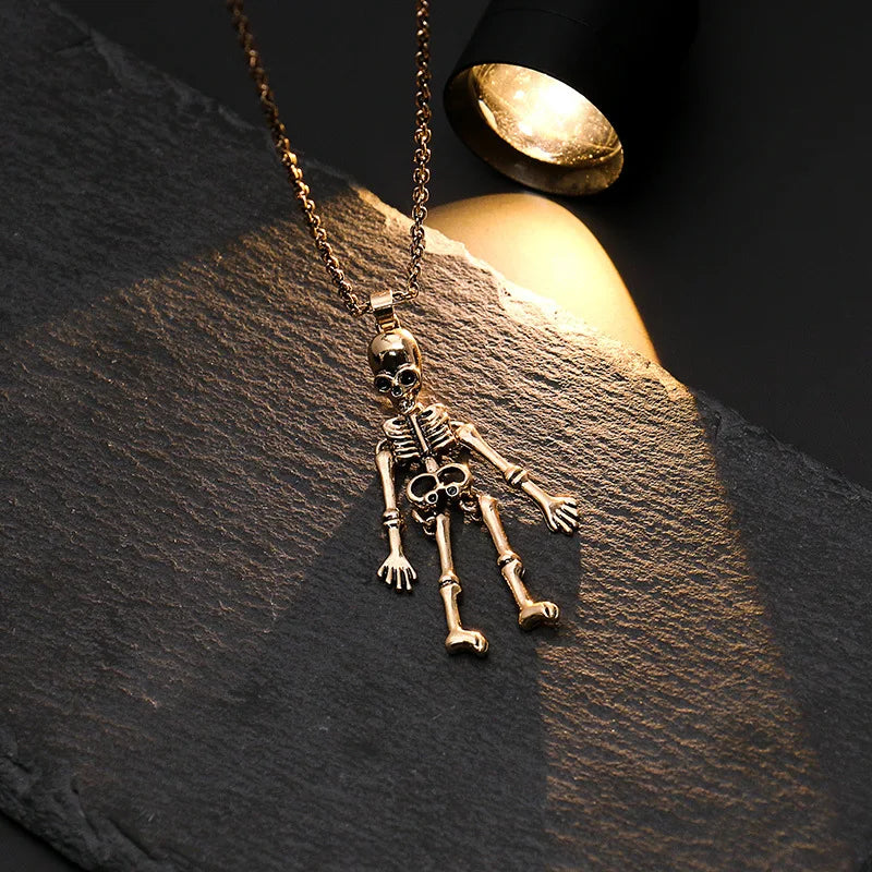 Spooky Skeleton Ghost Pendant Necklace
