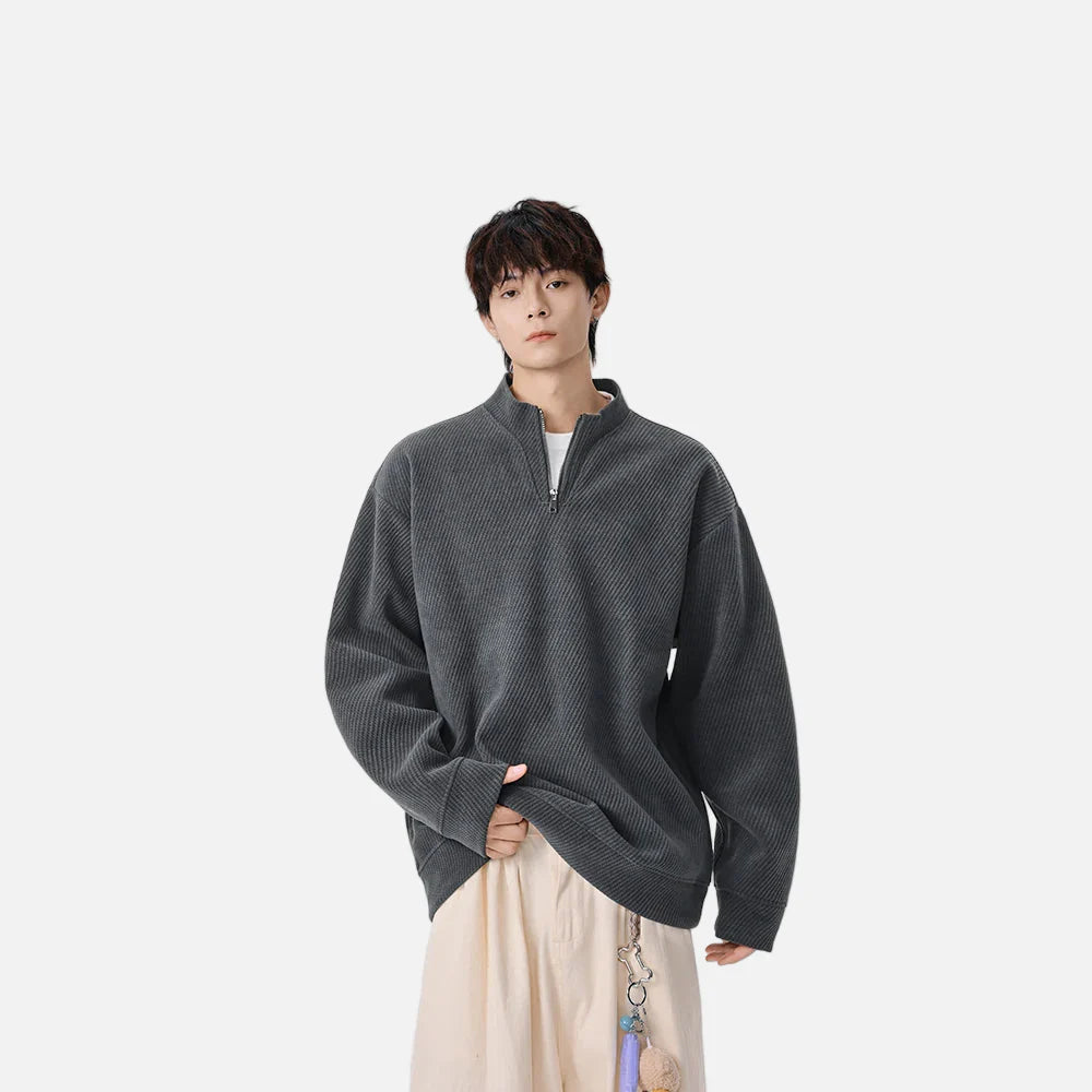 Cozy Textured Quarter Zip Sweatshirt