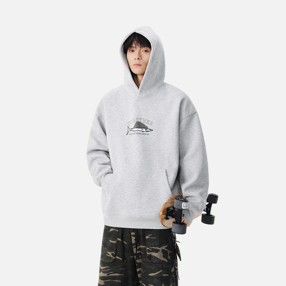 Streetwear Swordfish Print Casual Hoodie