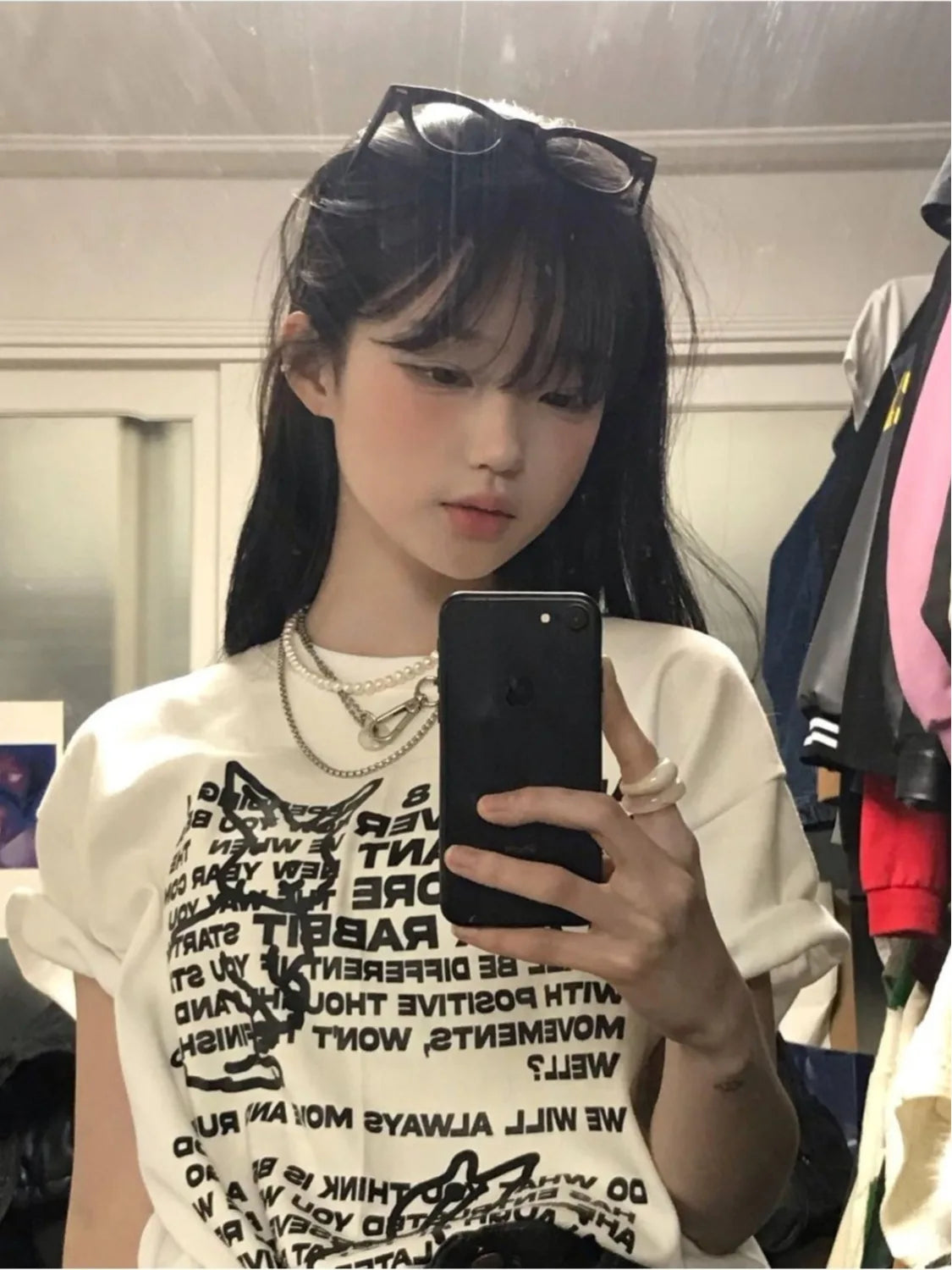 T-shirt ample vintage à imprimé lapin mignon