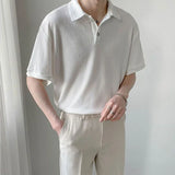 Klassisches einfarbiges Polo-Shirt im koreanischen Stil mit Knöpfen