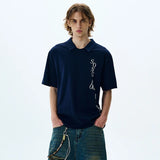 Elegant Letter Printed Short Sleeve Polo T-Shirt