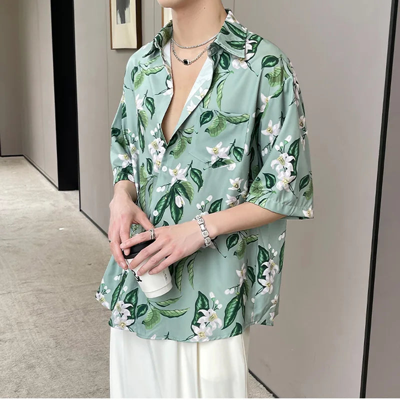Chemise de plage hawaïenne décontractée à imprimé floral vintage