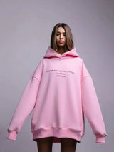 Cozy Oversized Retro Print Fleece Hoodie