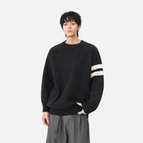 Striped Knit Crewneck Raglan Sleeve Sweater