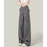 Easy Move High Waist Loose Gray Cargo Pants