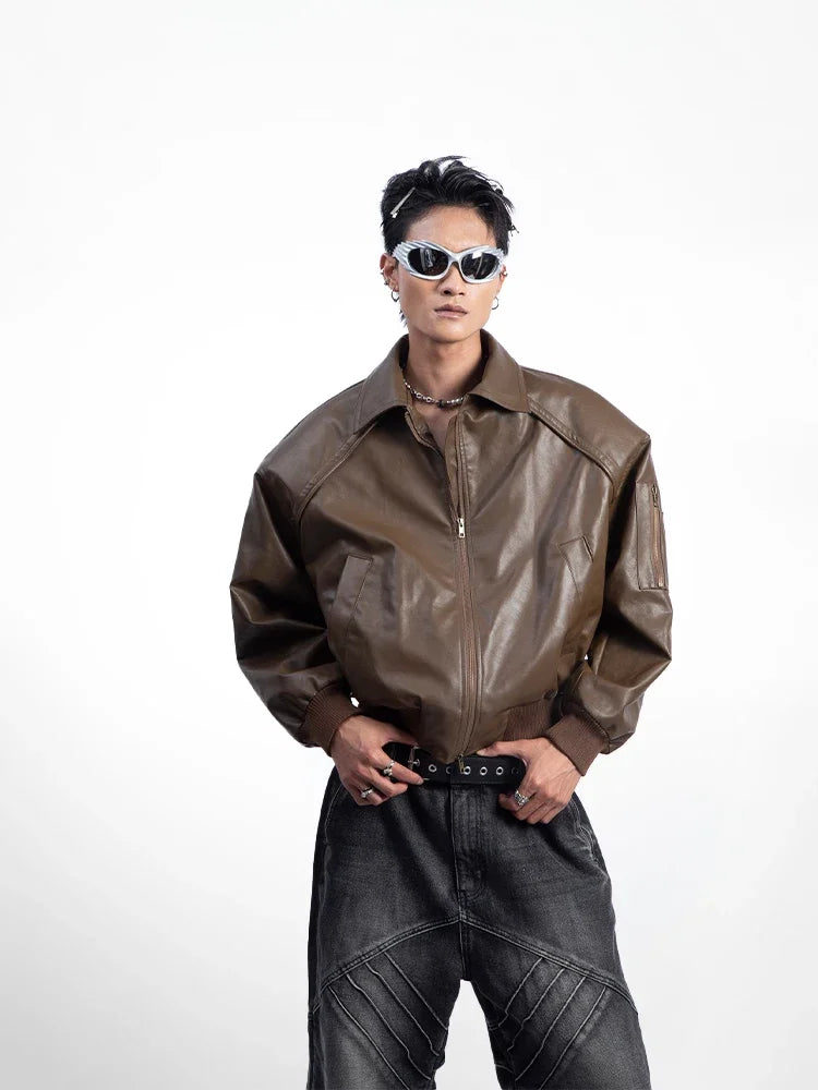 Men's Stylish Zipper Faux Leather Jacket