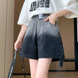 Women Black Cool High Waist Denim Short