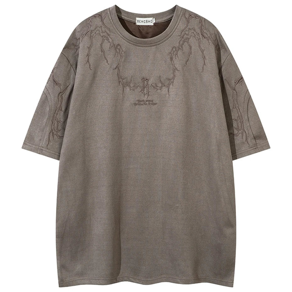 Vintage besticktes Wildleder-Oversize-T-Shirt