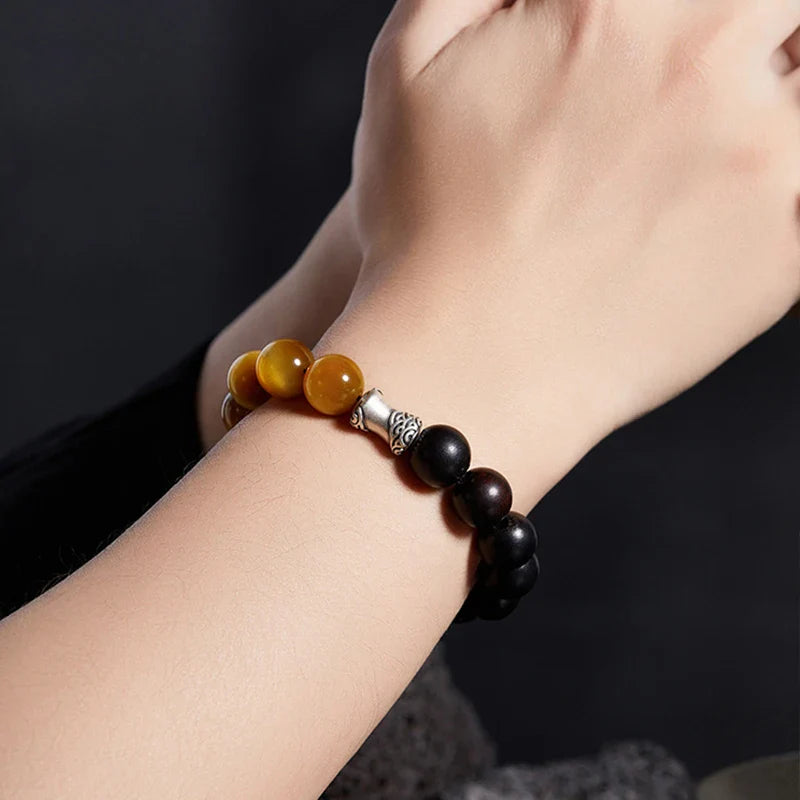 Natural Tiger Eyes Obsidian Stone Bracelet