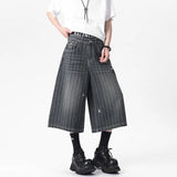Elegant Vintage Washed Straight Cropped Jorts