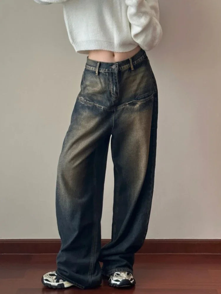 Jean en denim taille haute tendance pour femme, idéal pour le printemps