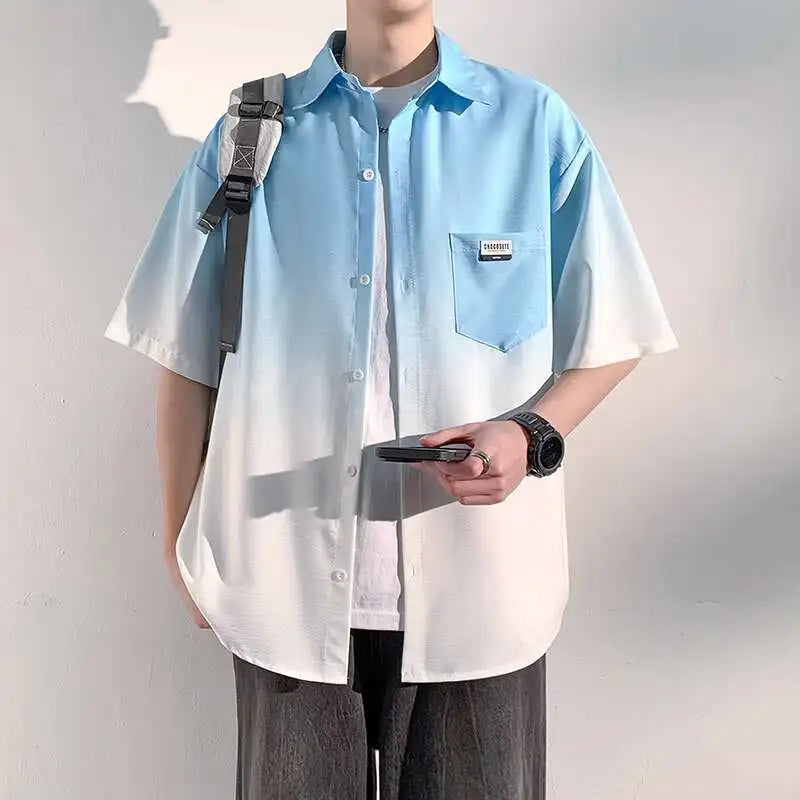 Chemise décontractée oversize à manches courtes dégradées