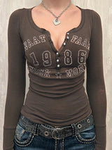 Y2K Rockstar Revival Henley T-Shirt