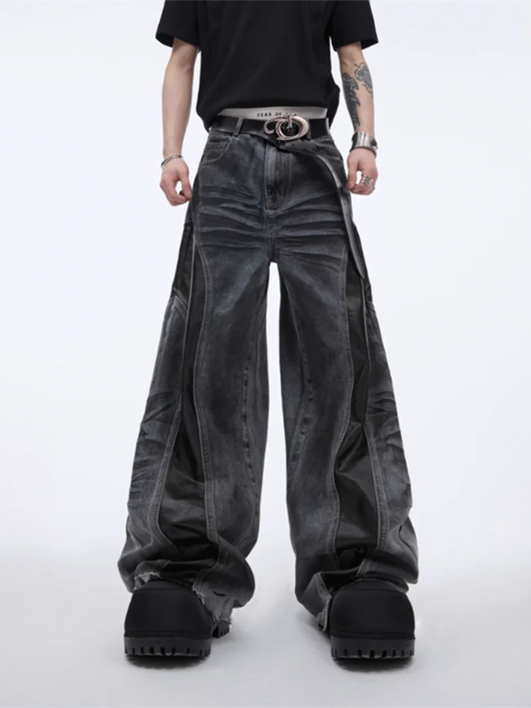 Jean vintage cyber noir en cuir PU Y2K