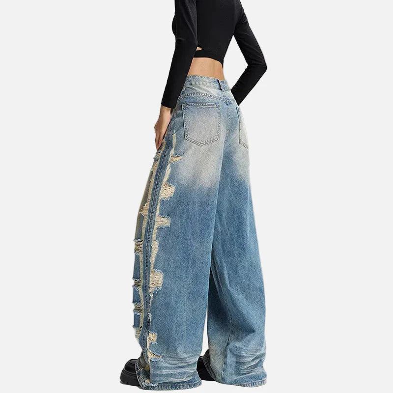 Signature High Waisted Ripped Denim Jeans