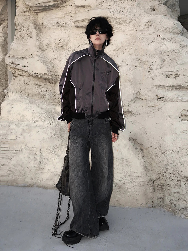 Avant Garde Reflective Contrast Color Windbreaker Jacket