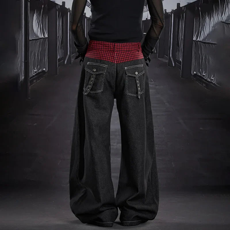 Marled New Double Layer Splicing Jeans