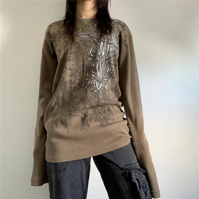 Y2K Vintage Graphic Aesthetic Long Sleeve Fairy T-Shirt