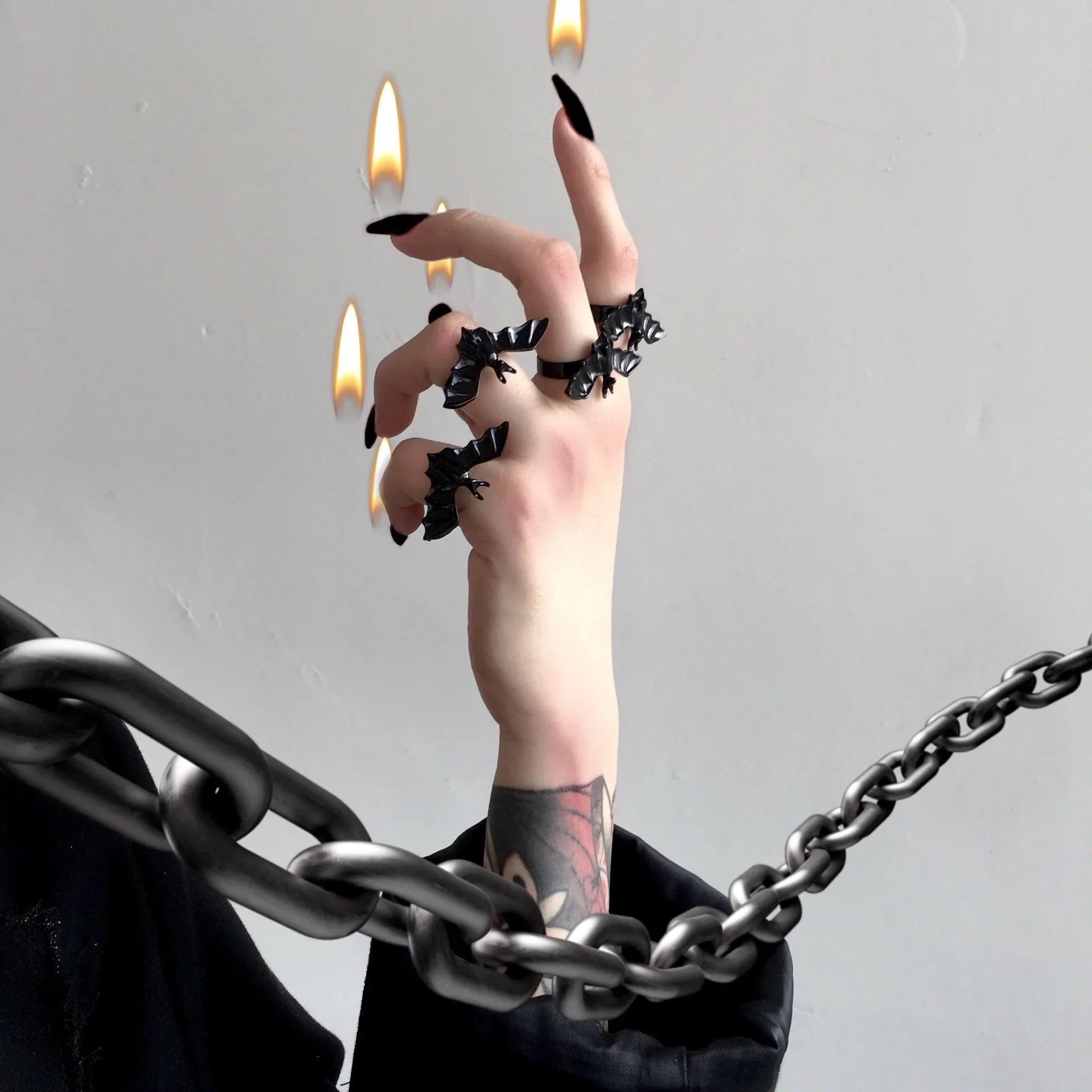 Y2K Gothic Black Bat Halloween Ring