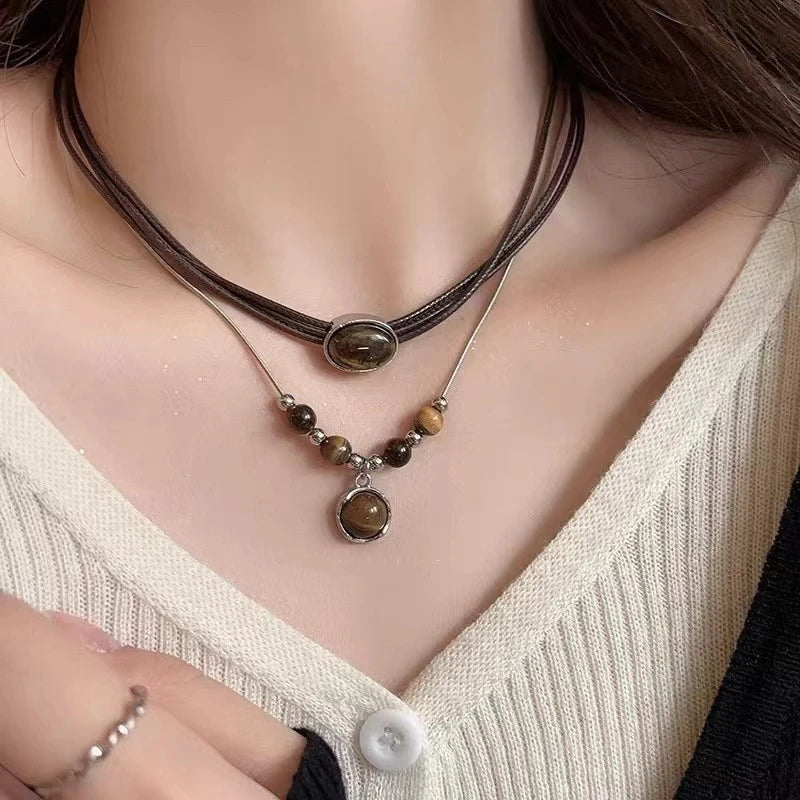 Colorful Stones Flower Pendant Necklace