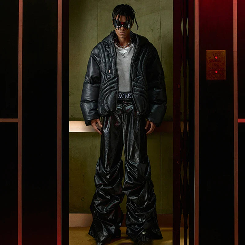 Luxury Stacking Wide Leg Faux Leather Pants