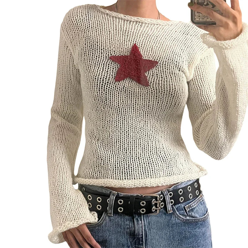 Women Vintage Grunge Star Aesthetic Sweater