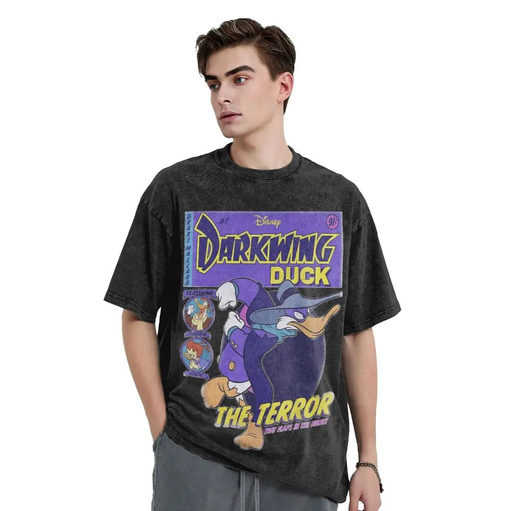 T-shirt rétro en coton délavé Darkwing Duck