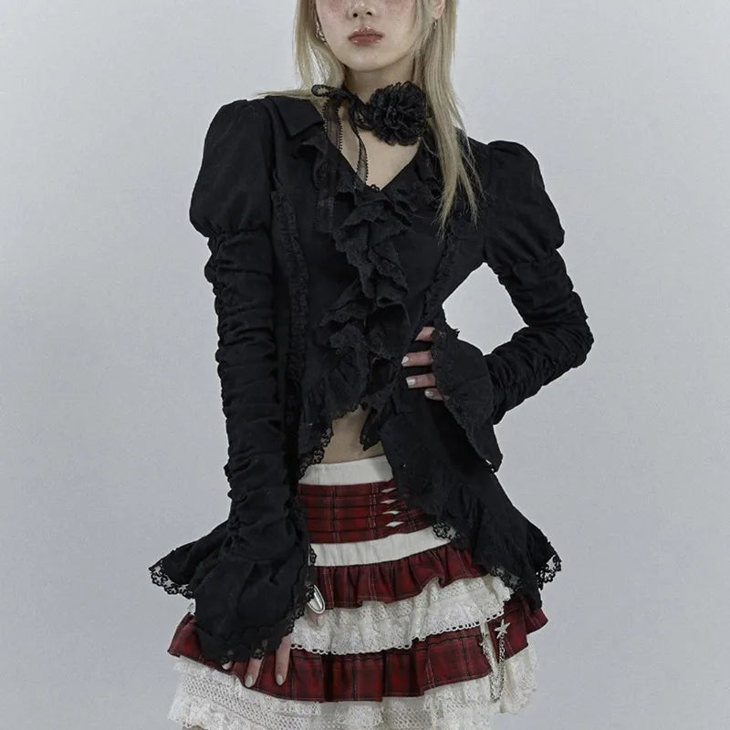 Grunge Y2K Gothic Lace Women's Shirt