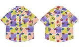 Retro Hip Hop Kurzarmhemd mit Batikmuster