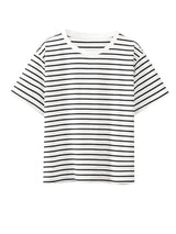Gestreiftes, kurzärmeliges Strick-T-Shirt für den Sommer