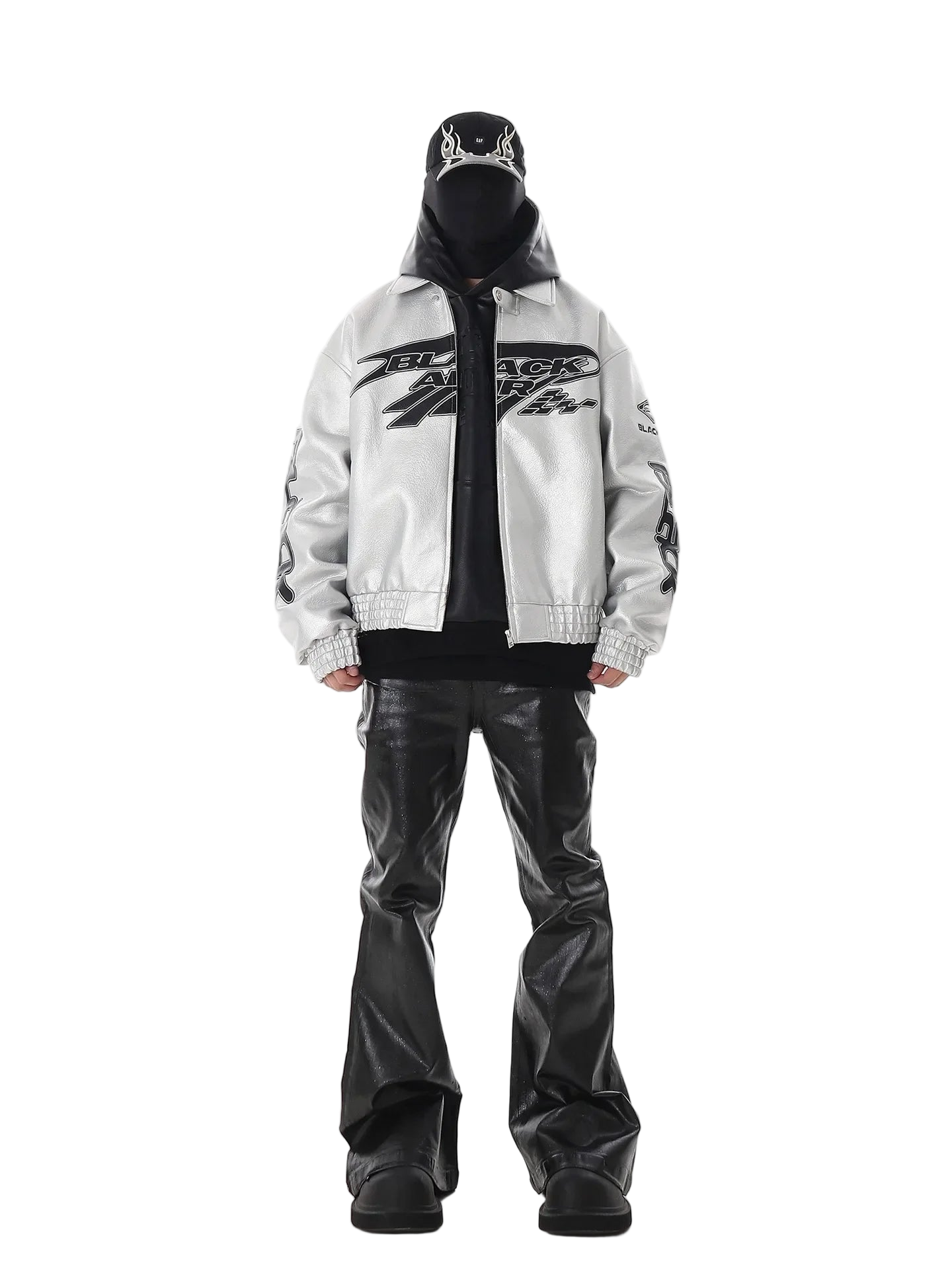 Y2K Leather Reflective Racing Jacket