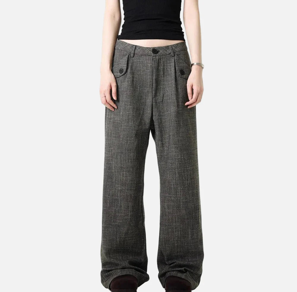 Retro Business Casual Straight Leg Pants