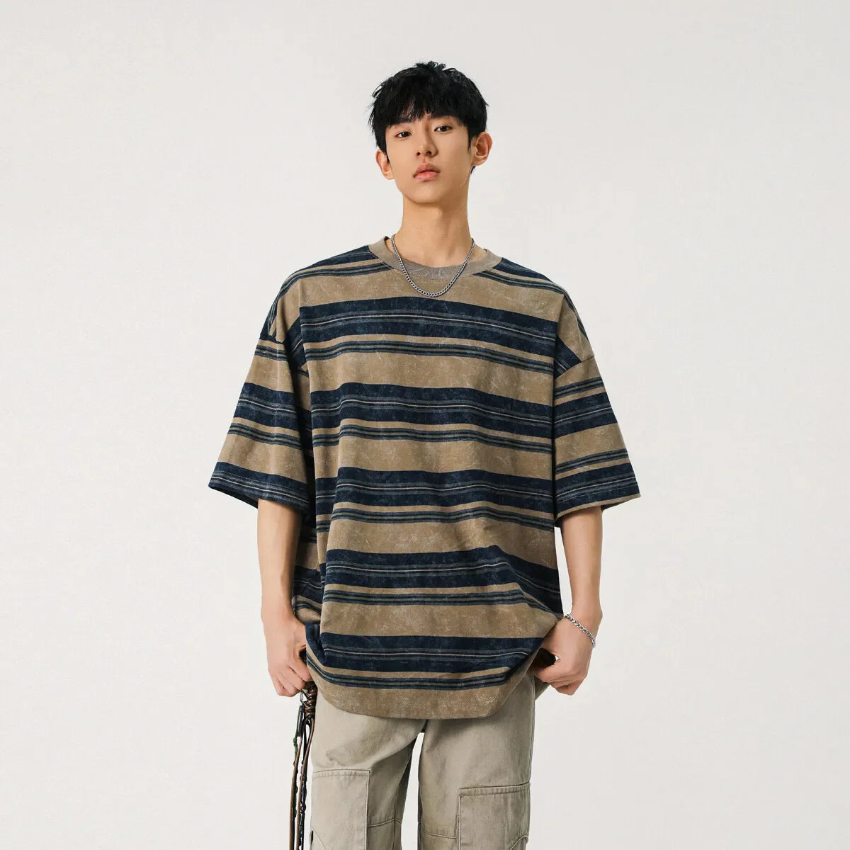 Breathable Striped Short Sleeve T-Shirt