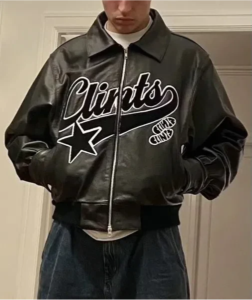 Retro Hip Hop Embroidered Leather Jacket