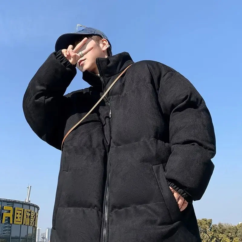 Warmer, winddichter Fleece-Daunenmantel im japanischen Stil
