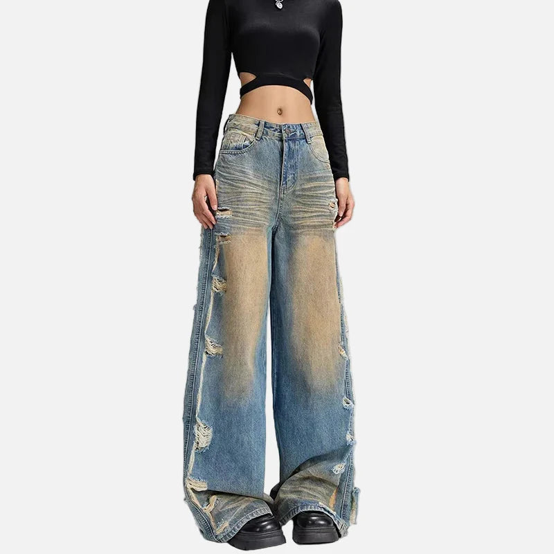 Signature High Waisted Ripped Denim Jeans