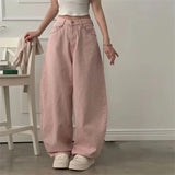 Damen Retro High Waist Washed Loose Jeans