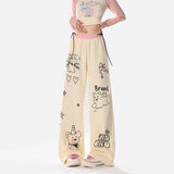 Handbemalte, locker sitzende Vintage-Sweatpants mit geradem Bein