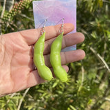 Vibrant Green Soybean Pendant Earring