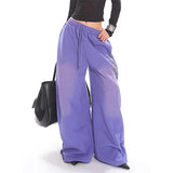 Breathable Y2K Purple Gothic Letter Print Wide Leg Jogger