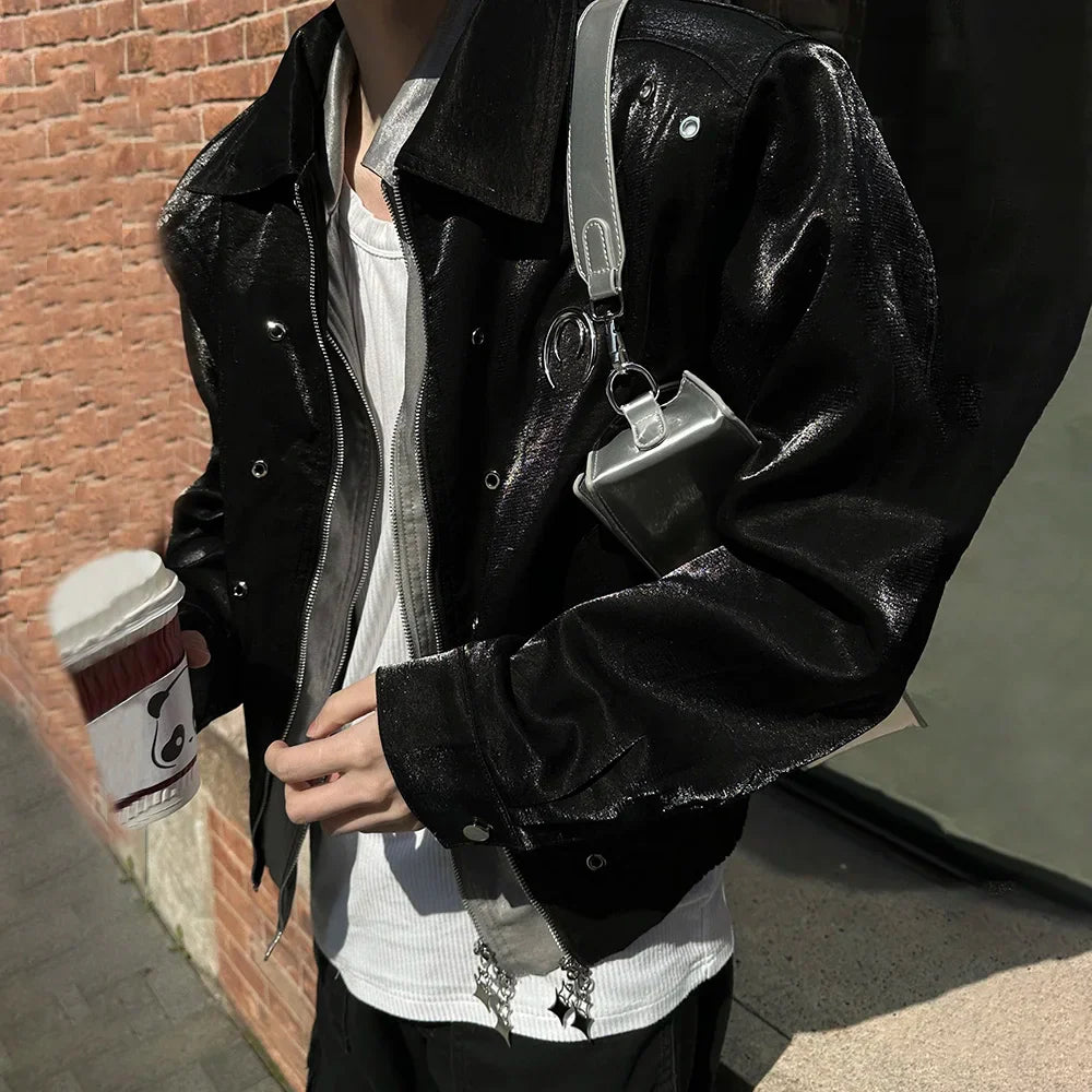 Veste de moto Origin en similicuir brillant
