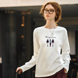 Weißes Langarm-T-Shirt mit besticktem Grafikmuster