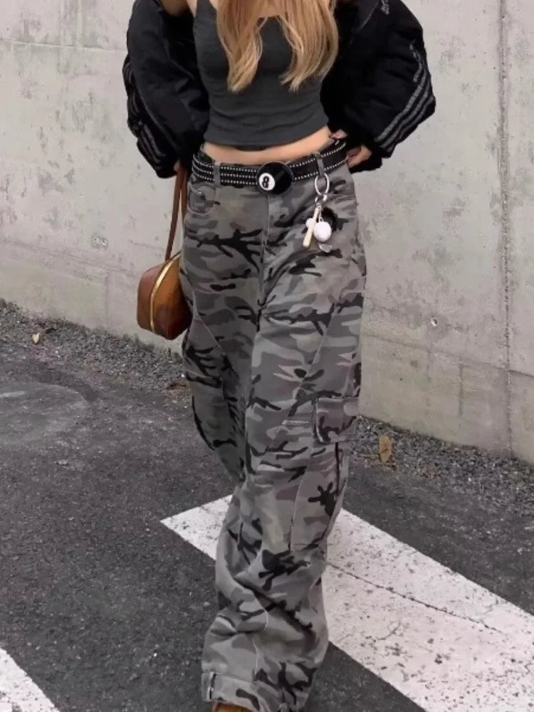 Jean cargo ample camouflage