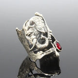 Exaggerated Vintage African Elephant Red Stone Rings