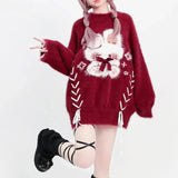 Coquette Oversized Red Women's Sweater