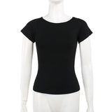 T-shirt dos nu en maille transparente style gothique sombre