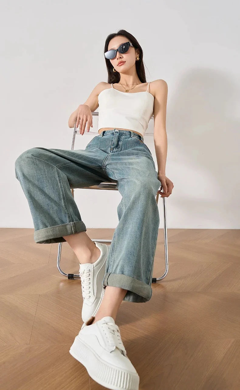 Trendy Loose Fit Denim Straight Leg Jeans